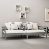  Dnevni ležaj s madracem 90 x 200 cm sivi od masivne borovine | shoptok.hr