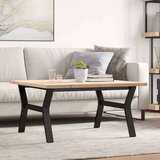 vidaXL Klubska mizica Y okvir 90x90x45,5 cm trdna borovina lito železo | Shoptok.si