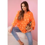 Kesi Włoski Linen Women's Blouse with Floral Pattern, Long Sleeves, and Buttons Orange Cijene