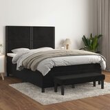  The Living Store Box spring postelja z vzmetnico črna 140x200 cm žamet - Box Spring Postelja, (21488778) Cene