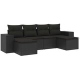 vidaXL 6-dijelni set vrtnih sofa s jastucima crni od poliratana | shoptok.hr