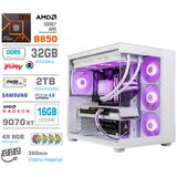 MEGA Računalnik MT S5 R7-9850X3D/RX9070 XT/32GB-DDR5/2TB/850W/Brez OS/bela RGB + Estetski napajalni kabli [Vijola / Bela], (5000179654) | Shoptok.si