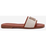 Boto Elegant Women's Slippers With Decoration On Flat Heel Camel Lovehia | Shoptok.si