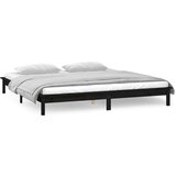  Okvir za krevet crni 200 x 200 cm od masivnog drva | shoptok.hr
