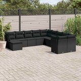  11-dijelni set vrtnih sofa od poliratana s jastucima crni | shoptok.hr
