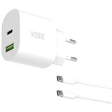 Ksix GaN ultrabrzi zidni punjač 20W, USB-C + USB-A, 1m USB-C na USB-C kabel Cijene