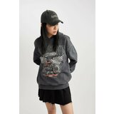 Defacto Oversize Fit Printed Hooded Thick Sweatshirt cene