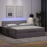vidaXL Otomanski posteljni okvir z vzmetnico siv 180x200 cm um. usnje | Shoptok.si
