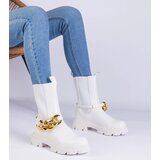 Gemre Florisenda white ankle boots decorated with a chunky chain | Shoptok.si