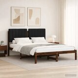  Krevetni okvir s tapiciranim uzglavljem Tamno smeđa i crna - tamno smeđa i crna 140 x 200 cm | shoptok.hr
