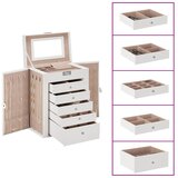 vidaXL Jewellery Box 6-Layer z ogledalom zaklenljiv Bela Cene
