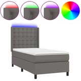  box spring s madracem LED sivi 100x200cm od umjetne kože | shoptok.hr