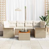 Sjedeća garnitura za vrt 7 kom. 6-Broj sjedala Bež i krema 234 x 132.5 x 69 cm | shoptok.hr