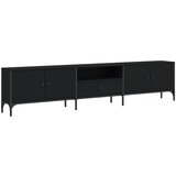 Maison Chic TV omarica - TV stojalo - Televizijska omarica s predalom črna 200x25x44 cm inženirski les, (21699807) Cene