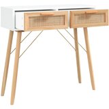  Konzolni stol bijeli 80x30x75 cm od borovine i prirodnog ratana | Eponuda.ba
