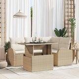 vidaXL 5-dijelni vrtni sofa set s jastučićima Bež Poli ratan Cijene