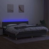  Box spring postelja z vzmetnico LED temno siva 200x200 cm blago, (21118429) | Shoptok.si