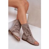 Boto Zazoo 3437 Women's Suede Sandals With Zipper Beige | Eponuda.ba