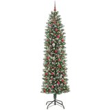 vidaXL Umetno vitko božično drevo med 300 LED Zelena in bela 240 cm | Shoptok.si