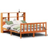 vidaXL Knjižna postelja brez vzmetnice vošč. rjava 150x200 cm borovina | Shoptok.si