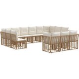  Set vanjskih sofa Prirodna i krema bijela Poliester - Prirodna i kremasto bijela bez stola | shoptok.hr