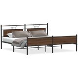Maison Chic Kovinski Posteljni Okvir - Dvoposteljna postelja brez vzmetnice rjavi hrast 193x203 cm, (22082015) | Shoptok.si
