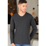 Dewberry T8587 V-NECK MEN'S LONG SLEEVE T-SHIRT-ANTHRACITE-2 | shoptok.hr