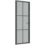  Notranja vrata 76x201,5 cm črno mat steklo in aluminij, (20766458) | Shoptok.si