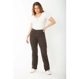Şans Women's Plus Size Brown Lycra 5-Pocket Jeans Cene