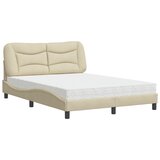  The Living Store Postelja z vzmetnico krem 120x200 cm blago - Postelja, (21497065) | Shoptok.si