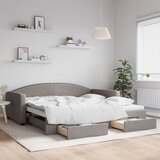 vidaXL Izvlečna dnevna postelja s predali taupe 100x200 cm blago | Shoptok.si