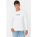 Trendyol White Men Regular Fit Crew Neck Long Sleeved Sweatshirt Cene