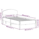  Posteljni okvir z vzglavjem bel 75x190 cm trdna borovina, (21128199) | Shoptok.si