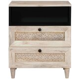 vidaXL Nočna omarica s predalom Bež 50 x 33 x 60 cm trden mangov les | Shoptok.si