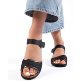 Shelvt Women's black Velcro sandals Cene