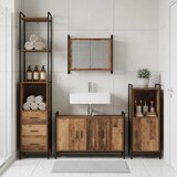  Set ormarića za kupaonicu 3 kom. Staro drvo 40 x 36 x 181 cm - Staro drvo Ormarić ispod sudopera (3 vrata) + viseći ormarić + ku | shoptok.hr