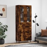 vidaXL Visoka komoda dimljen hrast 69,5x34x180 cm inženirski les | Shoptok.si