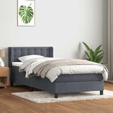 vidaXL Box Spring postelja z vzmetnico Temno siva 90x220 cm Velvet | Shoptok.si