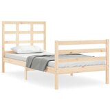 The Living Store Posteljni okvir z vzglavjem 100x200 cm trden les - Posteljni Okvir, (21530278) | Shoptok.si