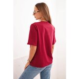 Polski Women's cotton blouse with Minimal print burgundy | shoptok.hr