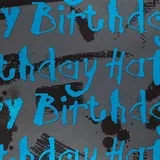 Blue Birthday - Ukrasni papir tabak - Blue Birthday, Graffiti Happy Birthday, Black
