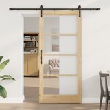 vidaXL Drsna vrata s setom okovja "ORKDAL" Masivni les in steklo, Notranja vrata z steklom "ORKDAL" 93x202x4 cm Masivni les bor Cene