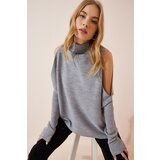 Happiness İstanbul Sweater - Grau - Oversize Cene