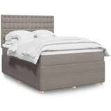 vidaXL Box spring postelja z vzmetnico taupe 140x200 cm blago | Shoptok.si