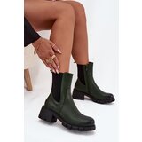 Boto Women Boots On Block Eco Leather Dark Green Kyra | shoptok.hr