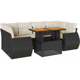  7-dijelni set vrtnih sofa od poliratana s jastucima crni Slike