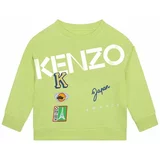 Kenzo Kids Otroški bombažen pulover zelena barva