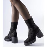 Gemre Black eco-suede block heel ankle boots Agordino | shoptok.hr