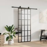  Klizna vrata s priborom crna 90 x 205 cm od ESG stakla | shoptok.hr