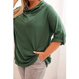 Kesi Włoski Women's Plus Size loose-fitting blouse with a water neckline dark green | ePonuda.com